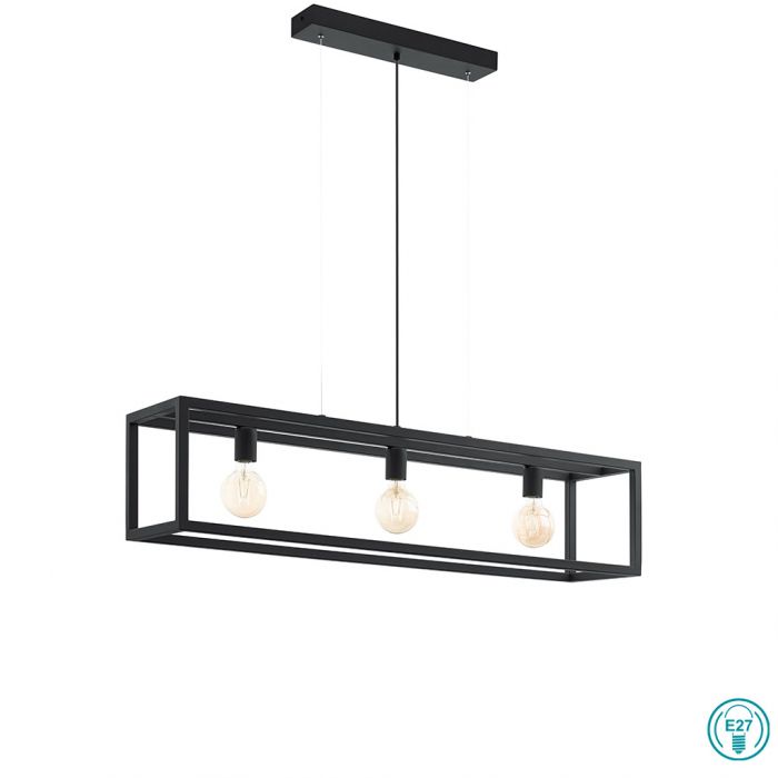 Eglo Elswick Κρεμαστό Φωτιστικό Μοντέρνο Τρίφωτο Μαύρο 49564