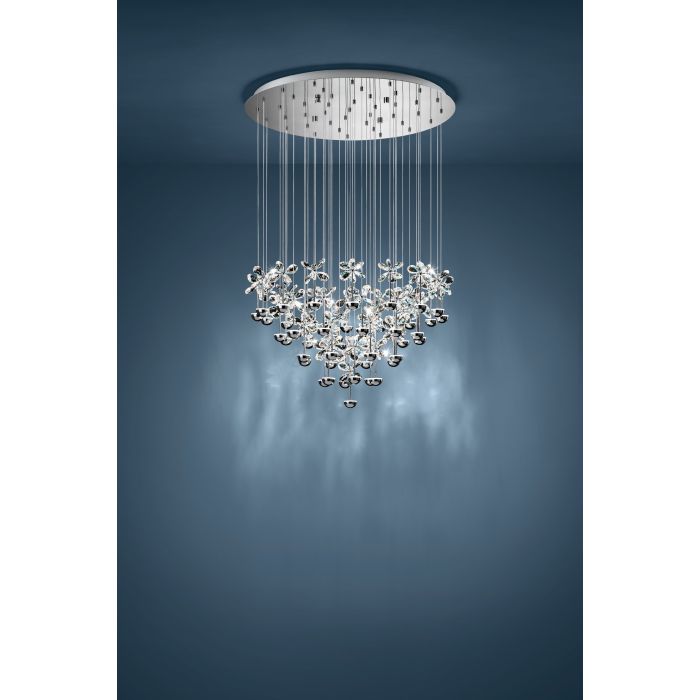 Eglo Pianopoli Μοντέρνο Κρεμαστό Φωτιστικό με Κρύσταλλα με Ενσωματωμένο LED σε Ασημί Χρώμα 93661