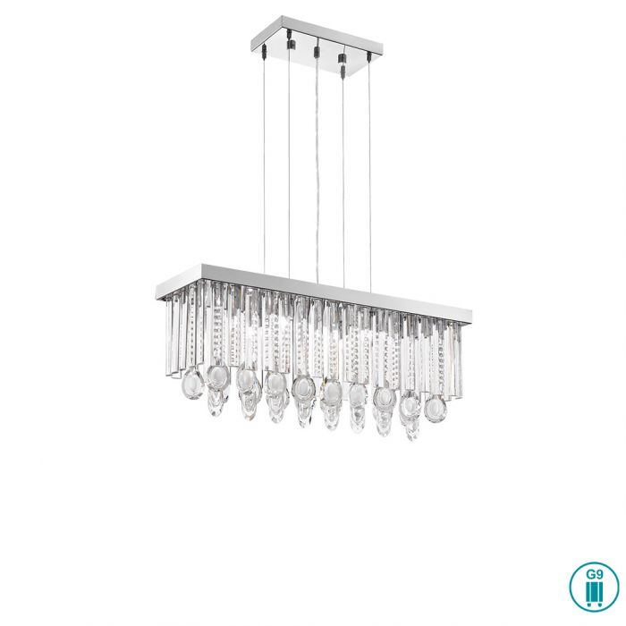 Eglo Calaonda Κρεμαστό Φωτιστικό Μοντέρνο Πολύφωτο με Κρύσταλλα Ασημί 93422