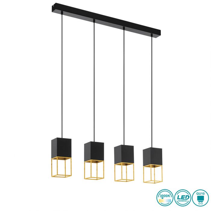 Eglo Montebaldo Κρεμαστό Φωτιστικό Μοντέρνο Πολύφωτο Μαύρο 97734