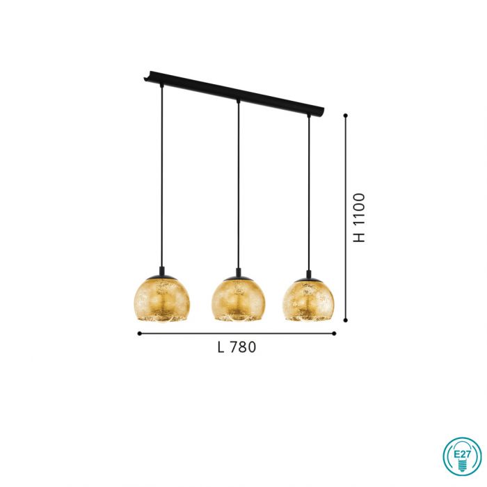 Eglo Albaraccin Κρεμαστό Φωτιστικό Μοντέρνο Τρίφωτο Κίτρινο 98525 - second view