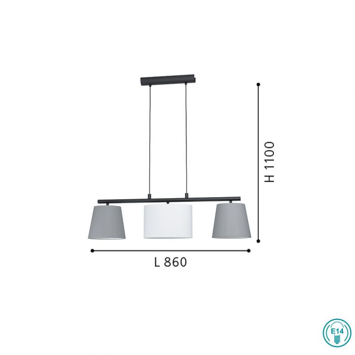 Eglo Almeida Κρεμαστό Φωτιστικό Μοντέρνο Τρίφωτο Πολύχρωμο 98587 - second view