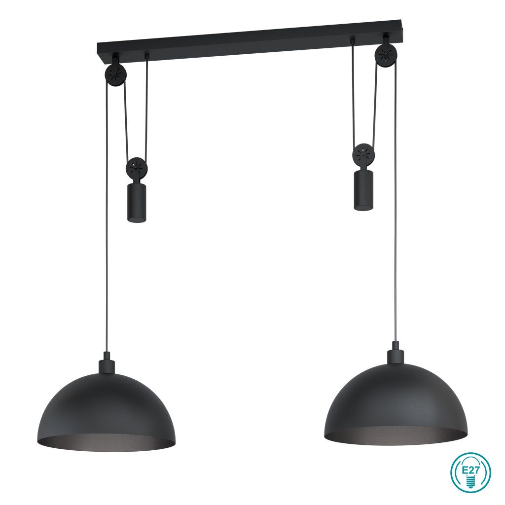 Eglo Winkworth 1 Κρεμαστό Φωτιστικό Μοντέρνο Δίφωτο Μαύρο 43436