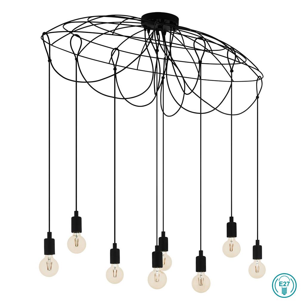 Eglo Hogsmill Κρεμαστό Φωτιστικό Μοντέρνο Πολύφωτο Μαύρο 43322