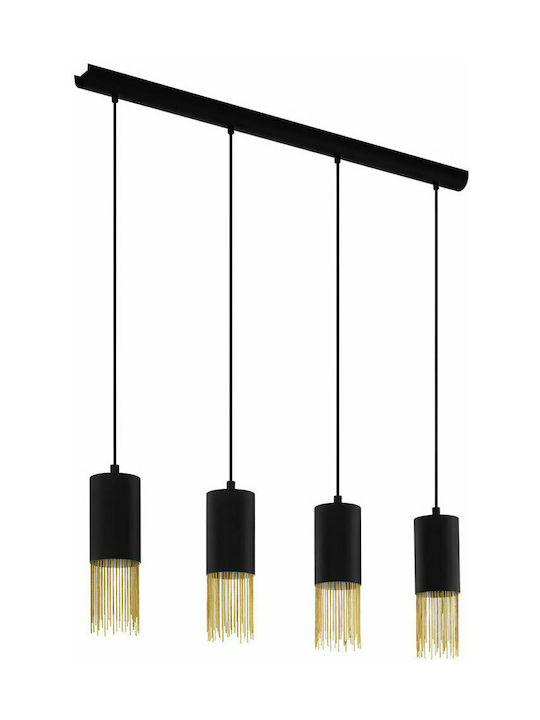 Eglo Counuzulus Μοντέρνο Κρεμαστό Φωτιστικό Πολύφωτο Ράγα για 4 Λαμπτήρες E27 σε Μαύρο Χρώμα 39659