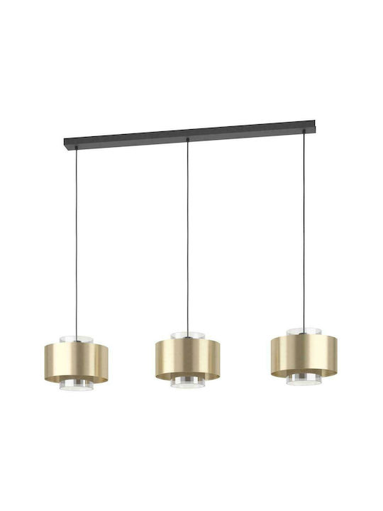 Eglo Duglia Μοντέρνο Κρεμαστό Φωτιστικό Τρίφωτο Ράγα με Ντουί E27 σε Χρυσό Χρώμα 390067