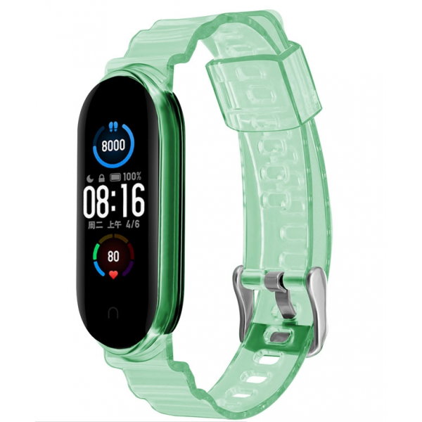 ΛΟΥΡΑΚΙ ΣΙΛΙΚΟΝΗΣ ΜΕ ΚΟΥΜΠΩΜΑ XIAOMI MI BAND 5/6 - ΔΙΑΦΑΝΟ ΠΡΑΣΙΝΟ