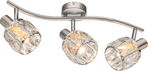Φωτιστικό οροφής με ντουί Ε14 τρίφωτο μεταλλικό χρωμίου &amp; διάφανο γυαλί  955SHEEN3/SN