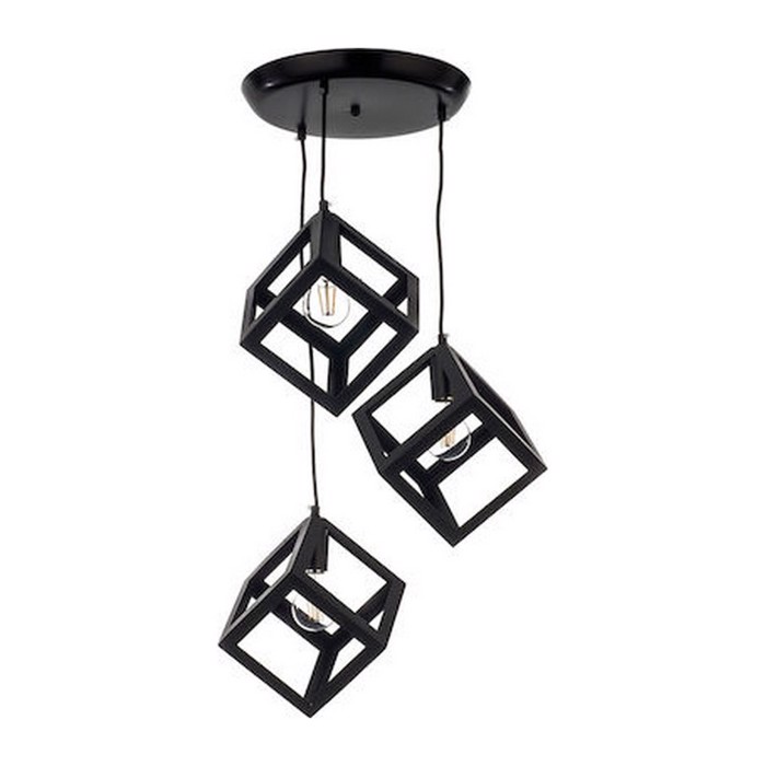 INLIGHT ΤΡΙΦΩΤΟ ΦΩΤΙΣΤΙΚΟ ΟΡΟΦΗΣ ΚΥΒΟΣ ΜΕΤΑΛΛΙΚΟ ΜΑΥΡΟ ΡΟΖΕΤΑ 4400-3