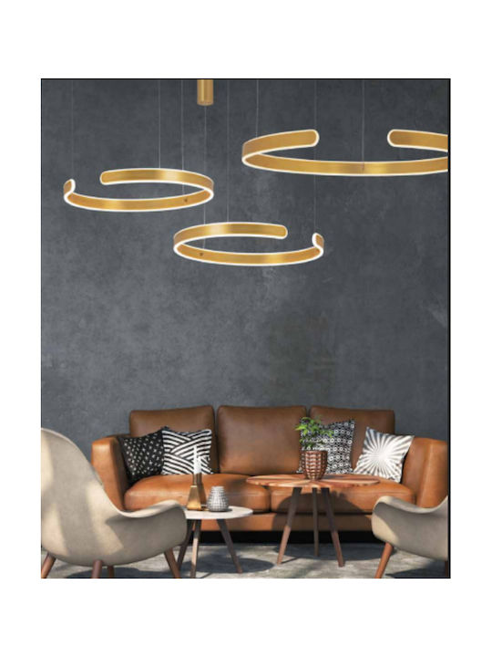 Zambelis Lights Κρεμαστό Φωτιστικό LED με Θερμό Λευκό Φως Χρυσό 80x80εκ. - second view