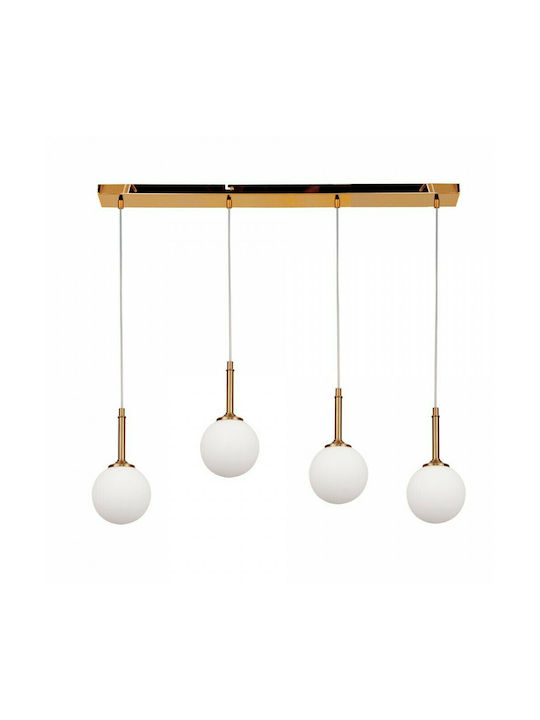 Inlight Μοντέρνο Κρεμαστό Φωτιστικό Πολύφωτο Ράγα για 4 Λαμπτήρες G9 σε Χρυσό Χρώμα 4016-4