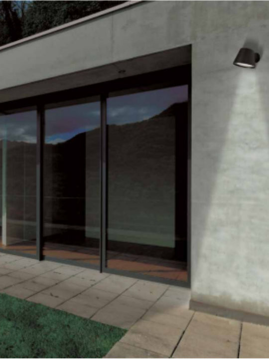 Zambelis Lights Στεγανή Επιτοίχια Πλαφονιέρα Εξωτερικού Χώρου GU10 σε Μαύρο Χρώμα