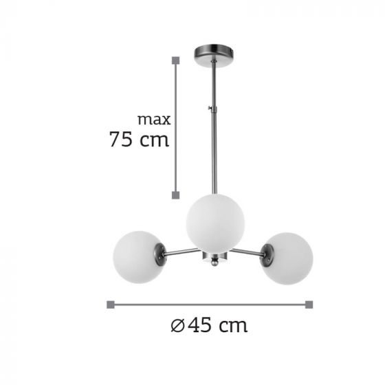 INLIGHT 3ΦΩΤΟ ΦΩΤΙΣΤΙΚΟ ΟΡΟΦΗΣ ΜΕΤΑΛΛΙΚΟ/ΓΥΑΛΙΝΟ 5321-3