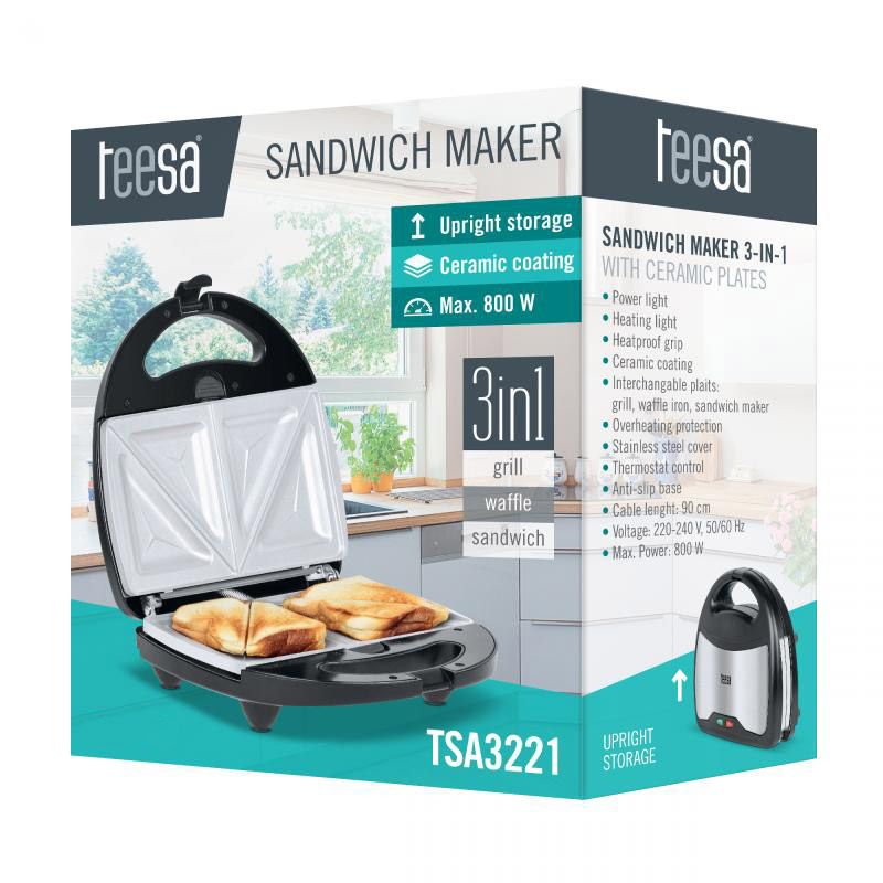 TEESA 3 IN 1 SANDWICH,GRILL,WAFFLE