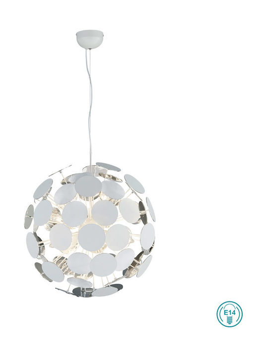 Trio Lighting Discalgo Μοντέρνο Κρεμαστό Φωτιστικό Μονόφωτο με Ντουί E14 σε Λευκό Χρώμα 309900631