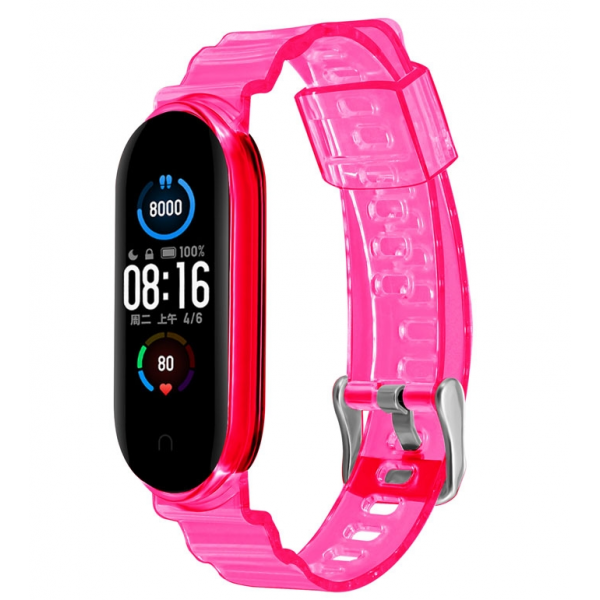 ΛΟΥΡΑΚΙ ΣΙΛΙΚΟΝΗΣ ΜΕ ΚΟΥΜΠΩΜΑ XIAOMI MI BAND 5/6 - ΔΙΑΦΑΝΟ ΦΟΥΞ