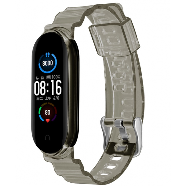 ΛΟΥΡΑΚΙ ΣΙΛΙΚΟΝΗΣ ΜΕ ΚΟΥΜΠΩΜΑ XIAOMI MI BAND 5/6 - ΔΙΑΦΑΝΟ ΓΚΡΙ