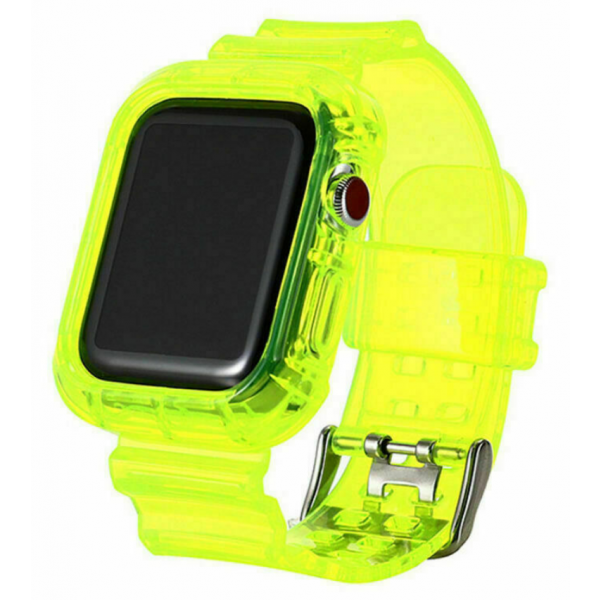 ΛΟΥΡΑΚΙ ΣΙΛΙΚΟΝΗΣ ΜΕ ΚΟΥΜΠΩΜΑ JELLY STRAP APPLE WATCH 44MM - ΔΙΑΦΑΝΟ ΛΑΧΑΝΙ