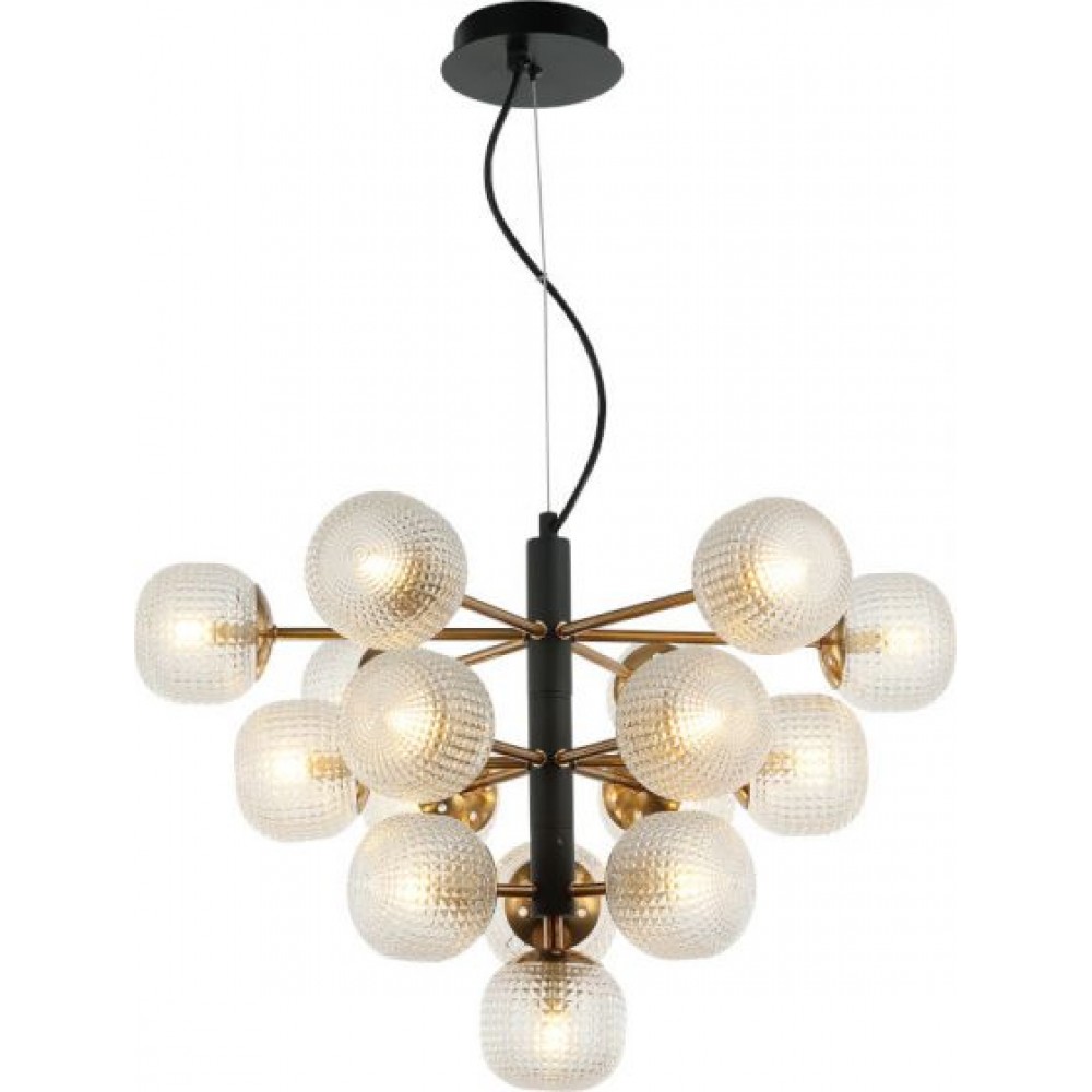 Κρεμαστό Φωτιστικό Μεταλλικό Μαύρο/Χρυσό με Ανάγλυφα Γυαλιά Naysika 4239300