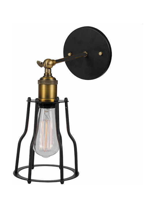 VK Lighting VK/0304/B Vintage Φωτιστικό Τοίχου με Ντουί E27 σε Μαύρο Χρώμα
