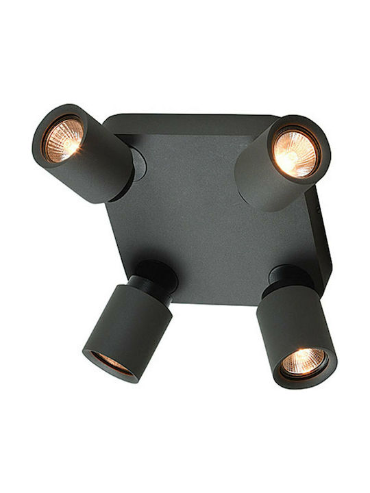 Zambelis Lights Σποτ με 4 Φώτα και Ντουί GU10 σε Γκρι Χρώμα 16186