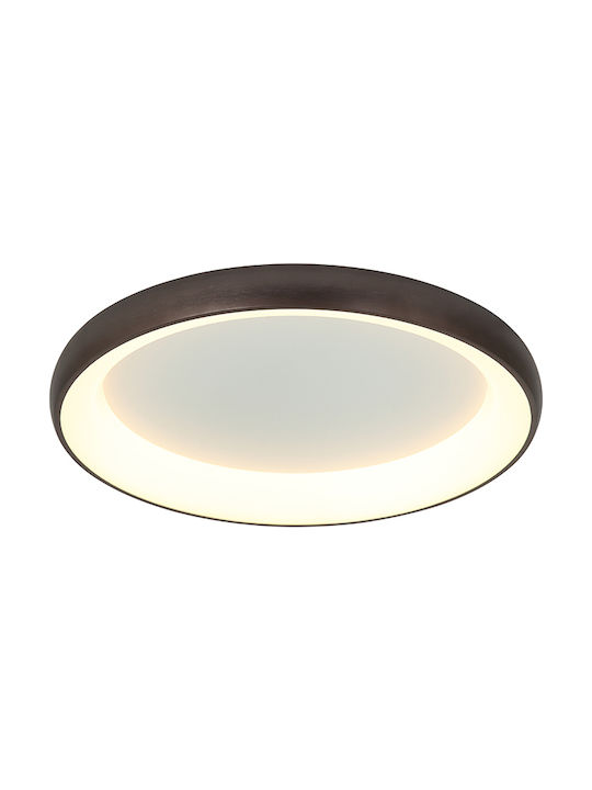 Zambelis Lights Μοντέρνα Μεταλλική Πλαφονιέρα Οροφής με Ενσωματωμένο LED σε Καφέ χρώμα 80cm 2059