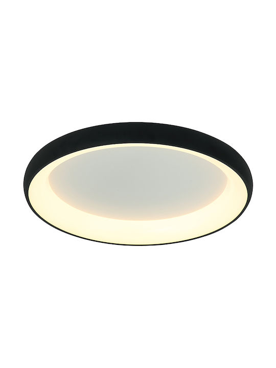 Zambelis Lights Μοντέρνα Μεταλλική Πλαφονιέρα Οροφής με Ενσωματωμένο LED σε Μαύρο χρώμα 80cm 2056