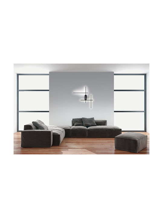  Zambelis Lights Μοντέρνο Φωτιστικό Τοίχου με Ενσωματωμένο LED και Θερμό Λευκό Φως σε Μαύρο Χρώμα Πλάτους 68cm 1946 - second view