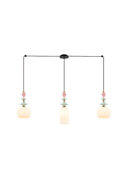 Zambelis Lights Μοντέρνο Κρεμαστό Φωτιστικό Τρίφωτο με Ντουί E27 Πολύχρωμο 22153