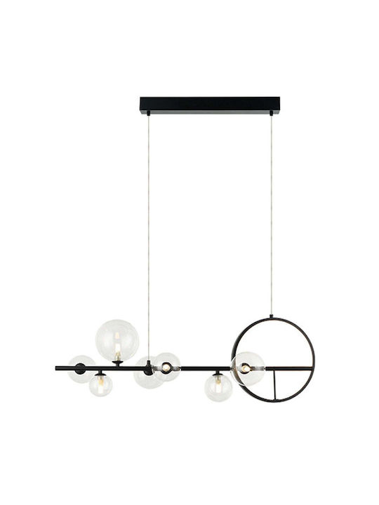 Zambelis Lights Μοντέρνο Κρεμαστό Φωτιστικό Πολύφωτο Ράγα για 7 Λαμπτήρες G9 σε Μαύρο Χρώμα 22063