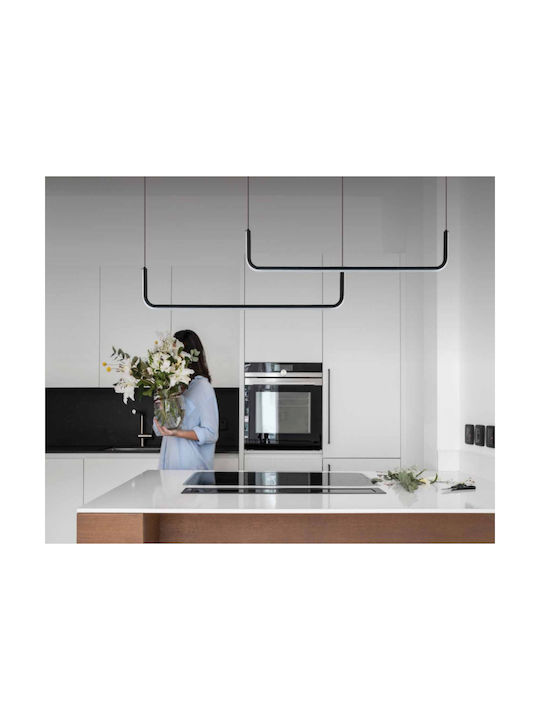 Zambelis Lights Μοντέρνο Κρεμαστό Φωτιστικό Ράγα με Ενσωματωμένο LED σε Μαύρο Χρώμα 22010 - second view