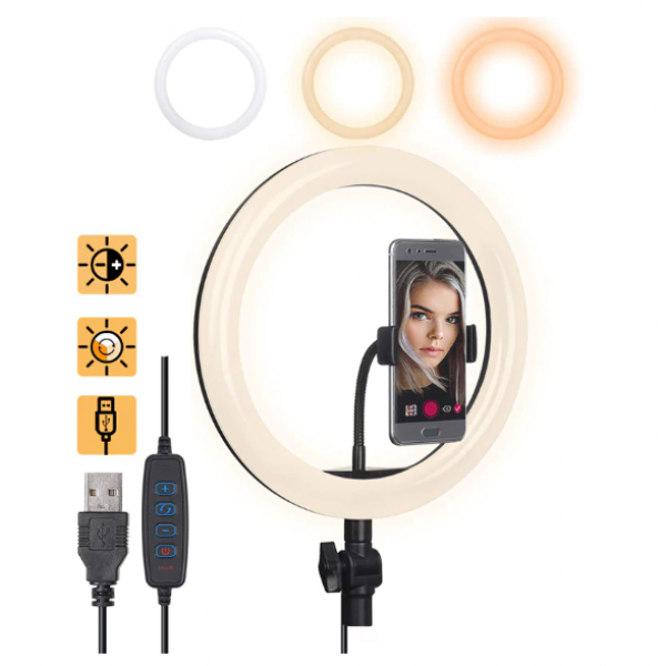 LED SELFIE RING 2.2m ME ΤΡΙΠΟΔΟ.ΦΩΤΟΓΡΑΦΙΚΟ ΔΑΧΤΥΛΙΔΗ 26cm με USB + 3 χρώματα φωτισμού. - second view
