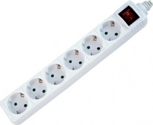 Geyer Πολύπριζο 6 Θέσεων με Διακόπτη και Καλώδιο 2m Λευκό GNBK06A