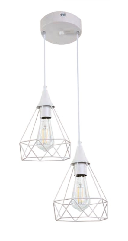 Inlight 4024 Κρεμαστό Φωτιστικό Μοντέρνο Δίφωτο Πλέγμα Λευκό