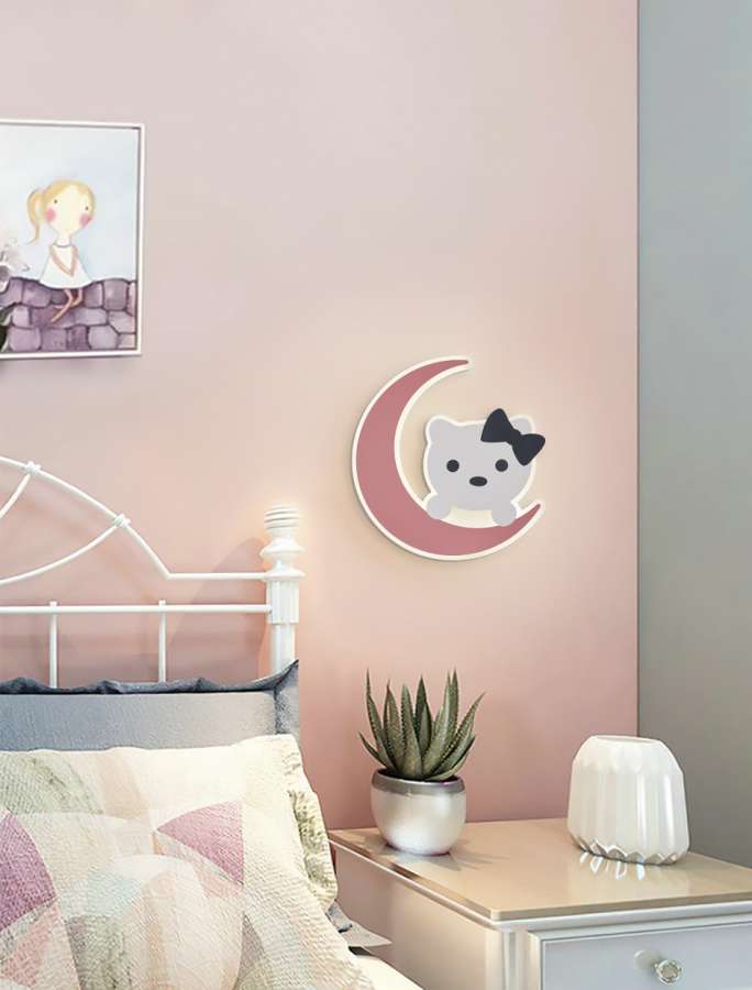 Atman Παιδικό Φωτιστικό Τοίχου Led Πλαστικό Pink Kitty LEG-698