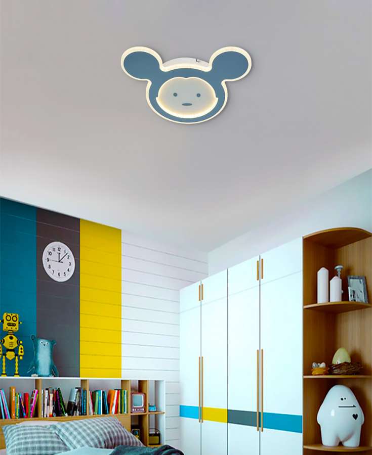 Atman Mickey Μονόφωτο Παιδικό Φωτιστικό Πλαφονιέρα 60W σε Μπλε Χρώμα LEG-812