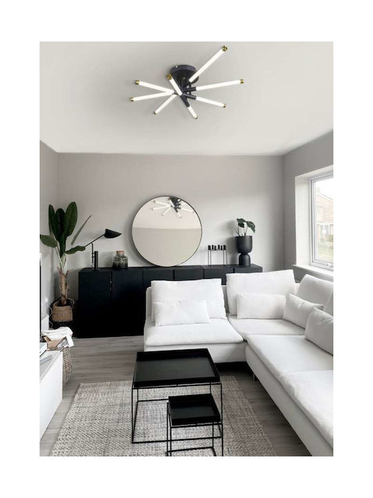 Atman Nice Μοντέρνα Πλαστική Πλαφονιέρα Οροφής με Ενσωματωμένο LED σε Μαύρο χρώμα 82cm LEG-2042/8-BL