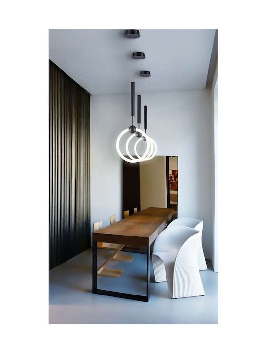 Atman Toulouse Μοντέρνο Κρεμαστό Φωτιστικό με Ενσωματωμένο LED σε Μαύρο Χρώμα LEG-2068Φ250-BL