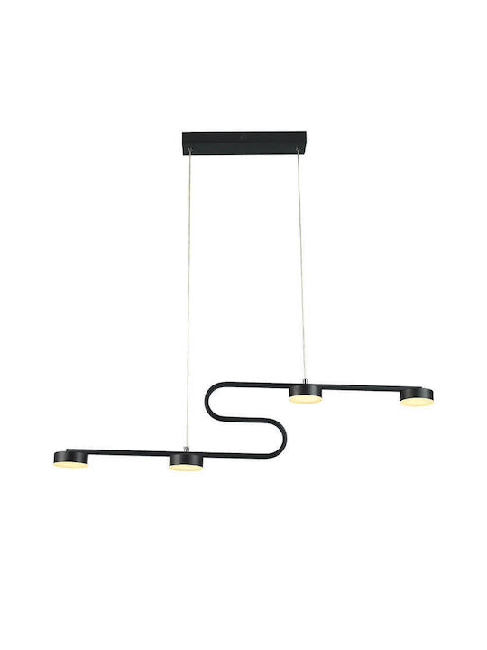 Atman Marbella Μοντέρνο Κρεμαστό Φωτιστικό Πολύφωτο Ράγα με Ενσωματωμένο LED σε Μαύρο Χρώμα LEG-22007 BL - second view