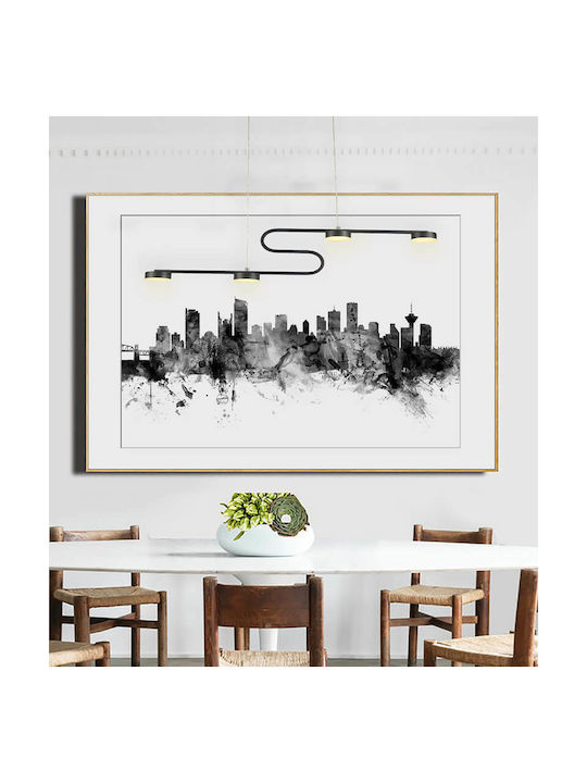 Atman Marbella Μοντέρνο Κρεμαστό Φωτιστικό Πολύφωτο Ράγα με Ενσωματωμένο LED σε Μαύρο Χρώμα LEG-22007 BL