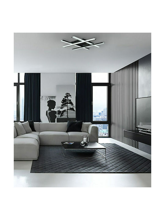 Atman Mallorca Μοντέρνα Μεταλλική Πλαφονιέρα Οροφής με Ενσωματωμένο LED σε Μαύρο χρώμα 70cm LEG-10404 BL