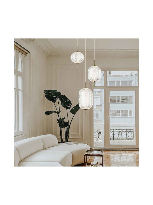 Κρεμαστό Φωτιστικό Οροφής LED 20W 3000K Χρυσό-Διάφανο Ακρυλικό Pellucid 4297700 Viokef 4297700 Διάφανο