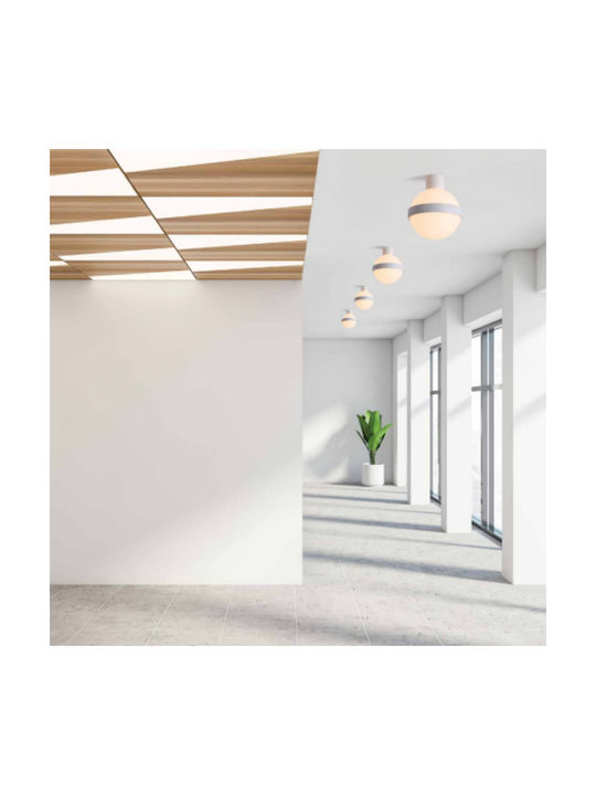 Zambelis Lights Μοντέρνα Γυάλινη Πλαφονιέρα Οροφής με Ενσωματωμένο LED σε Λευκό χρώμα 19cm 20171