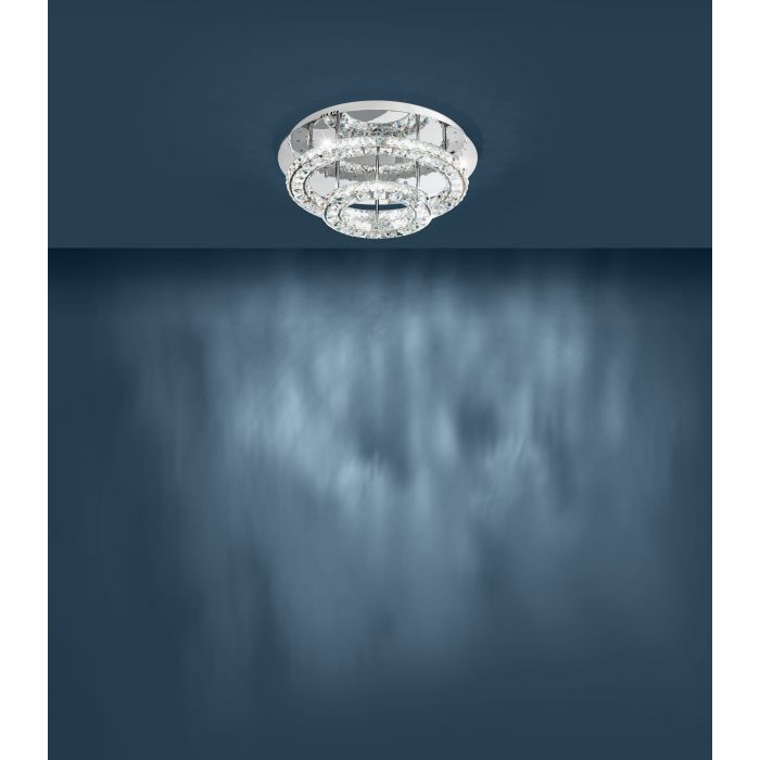 Eglo Toneria Κλασική Πλαφονιέρα Οροφής με Ενσωματωμένο LED και Κρύσταλλα σε Ασημί χρώμα 55cm 39003
