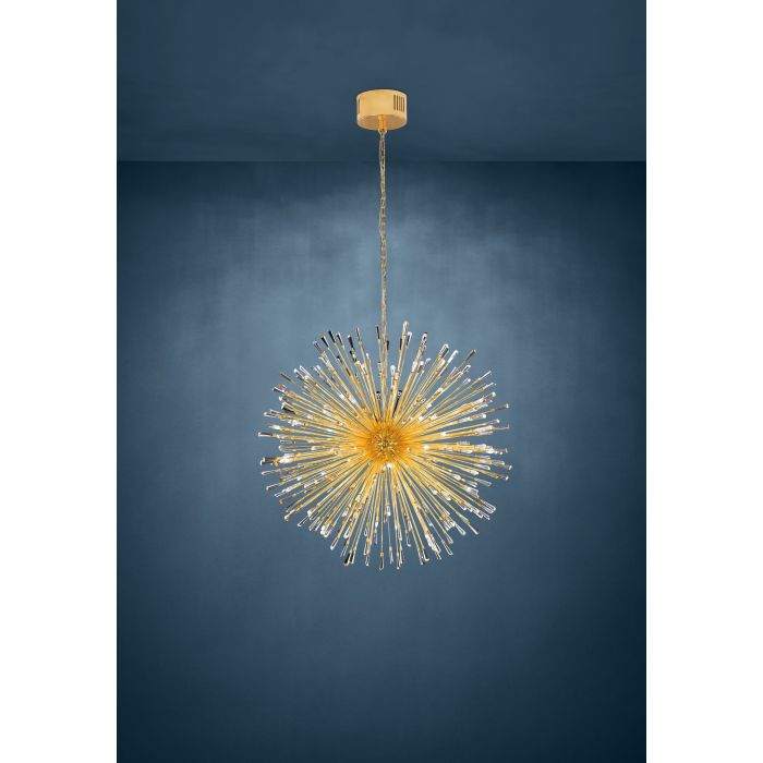 Eglo Vivaldo 1 Μοντέρνο Κρεμαστό Φωτιστικό με Κρύσταλλα με Ενσωματωμένο LED σε Χρυσό Χρώμα 39256