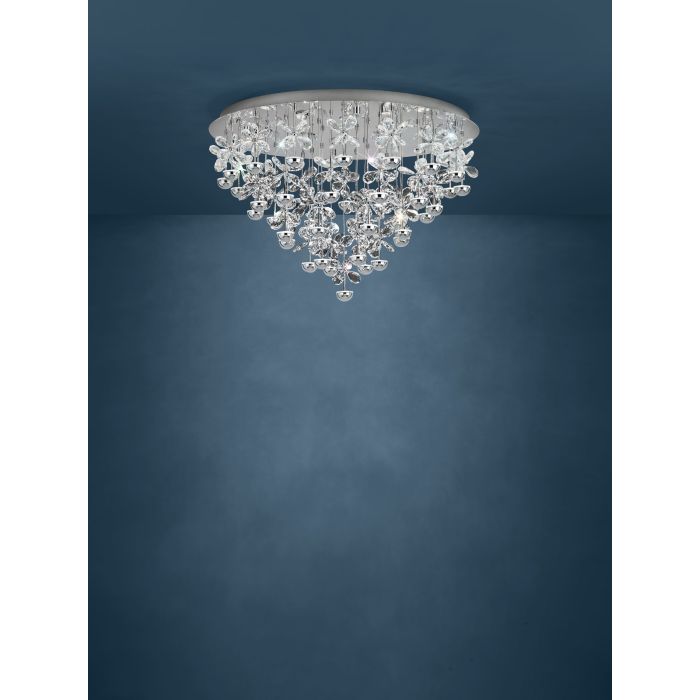 Eglo Pianopoli Μοντέρνα Πλαφονιέρα Οροφής με Ενσωματωμένο LED και Κρύσταλλα σε Ασημί χρώμα 43cm 39246