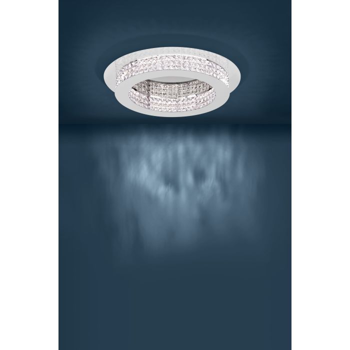 Eglo Principe Μοντέρνα Πλαφονιέρα Οροφής με Ενσωματωμένο LED και Κρύσταλλα σε Ασημί χρώμα 70cm 39402 