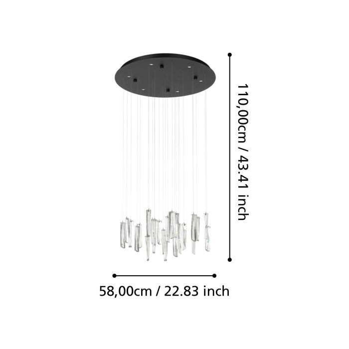 Eglo Sardenara Μοντέρνο Κρεμαστό Φωτιστικό με Ενσωματωμένο LED σε Μαύρο Χρώμα 390209 - μικρογραφία 4