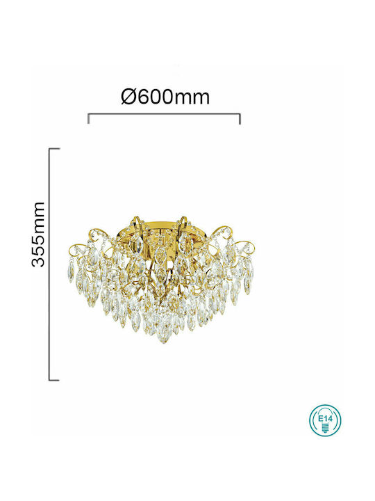 Eglo Fenoullet Vintage Πλαφονιέρα Οροφής με Ντουί E14 με Κρύσταλλα σε Χρυσό χρώμα 60cm 39602 - second view